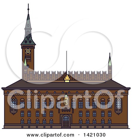 Clipart of a Denmark Landmark, Copenhagen City Hall - Royalty Free Vector Illustration by Vector Tradition SM