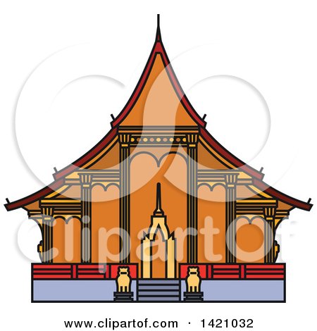 Clipart of a Laos Landmark, Vat Sene Souk Haram - Royalty Free Vector Illustration by Vector Tradition SM