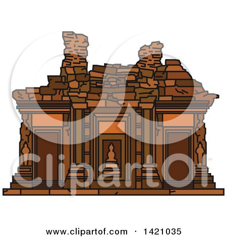 Clipart of a Laos Landmark, Vat Phou - Royalty Free Vector Illustration by Vector Tradition SM
