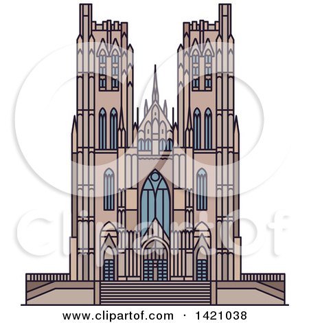 Clipart of a Belgium Landmark, St Michael Catherdral - Royalty Free Vector Illustration by Vector Tradition SM