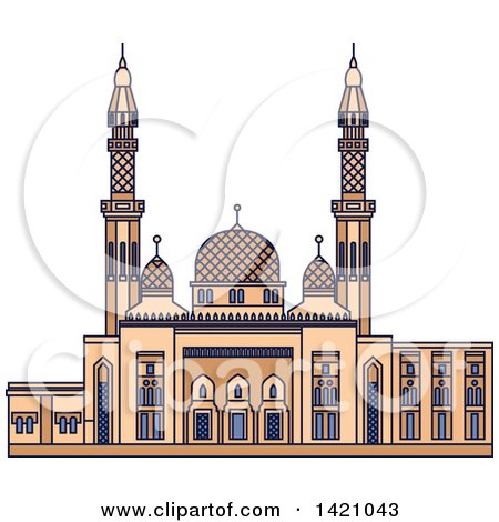 Clipart of a United Arab Emirates Landmark, Jumeirah Mosque - Royalty Free Vector Illustration by Vector Tradition SM