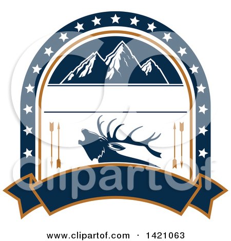 Clipart of a Mountain and Elk Hunting Design - Royalty Free Vector Illustration by Vector Tradition SM