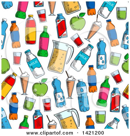 Clipart of a Seamless Pattern Background of Beverages - Royalty Free Vector Illustration by Vector Tradition SM