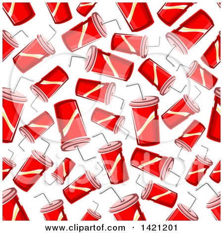 Clipart of a Seamless Pattern Background of Fountain Sodas - Royalty Free Vector Illustration by Vector Tradition SM