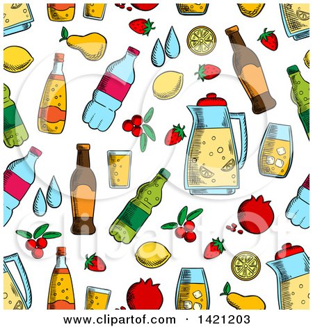 Clipart of a Seamless Pattern Background of Drinks - Royalty Free Vector Illustration by Vector Tradition SM