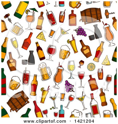 Clipart of a Seamless Pattern Background of Alcohol - Royalty Free Vector Illustration by Vector Tradition SM