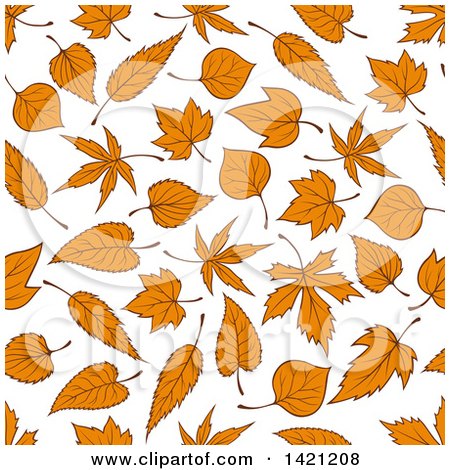 Clipart of a Seamless Pattern Background of Autumn Leaves - Royalty Free Vector Illustration by Vector Tradition SM