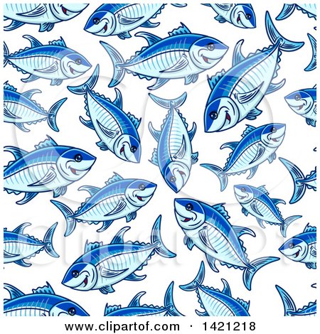 Clipart of a Seamless Pattern Background of Tuna - Royalty Free Vector Illustration by Vector Tradition SM