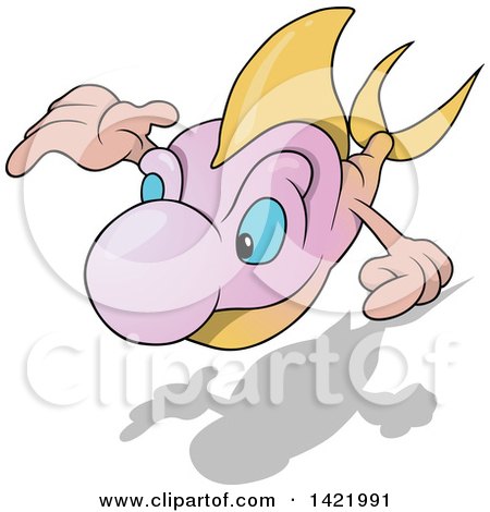 Clipart of a Cartoon Fish and Shadow - Royalty Free Vector Illustration by dero