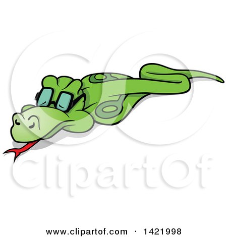 Clipart of a Cartoon Green Cobra Snake Wearing Glasses - Royalty Free Vector Illustration by dero