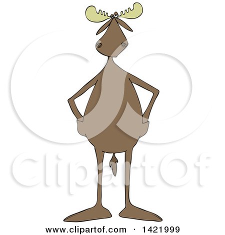 Clipart of a Cartoon Moose Standing Upright with His Hands in Pockets - Royalty Free Vector Illustration by djart