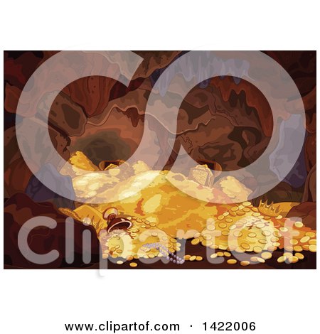 Clipart of a Cave of Wonders Full of Golden Treasure - Royalty Free Vector Illustration by Pushkin