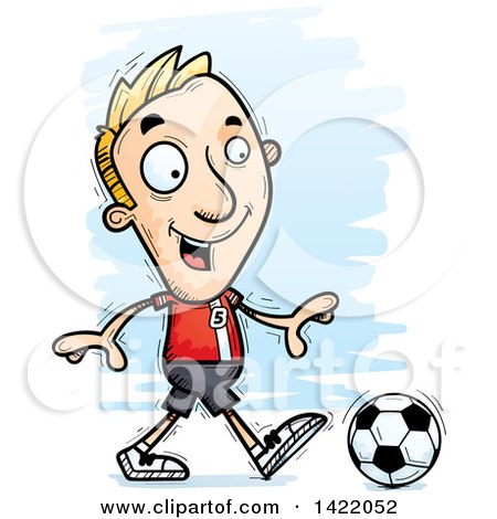 Clipart of a Cartoon Doodled Male Soccer Player Walking - Royalty Free Vector Illustration by Cory Thoman