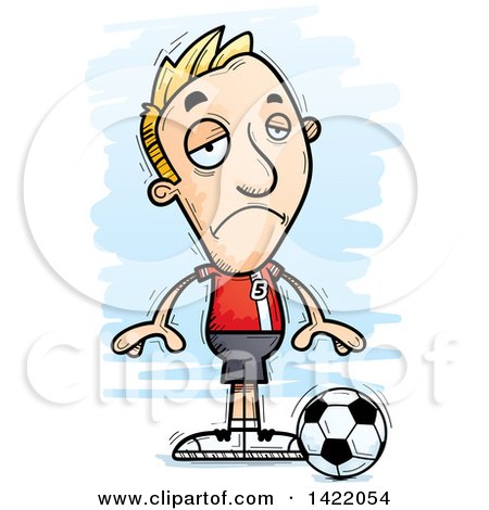 Clipart of a Cartoon Doodled Depressed Male Soccer Player - Royalty Free Vector Illustration by Cory Thoman