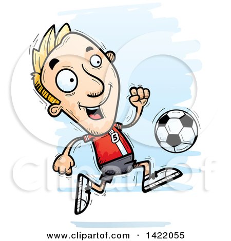 Clipart of a Cartoon Doodled Male Soccer Player Running - Royalty Free Vector Illustration by Cory Thoman
