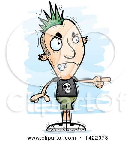 Clipart of a Cartoon Doodled Punk Dude Angrily Pointing the Finger - Royalty Free Vector Illustration by Cory Thoman