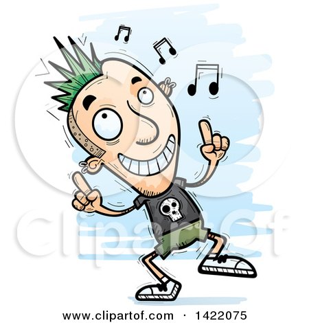 Clipart of a Cartoon Doodled Punk Dude Dancing to Music - Royalty Free Vector Illustration by Cory Thoman