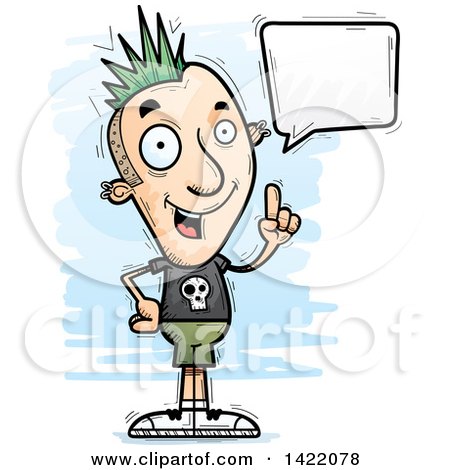 Clipart of a Cartoon Doodled Punk Dude Holding up a Finger and Talking - Royalty Free Vector Illustration by Cory Thoman