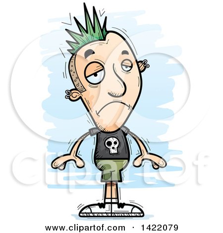 Clipart of a Cartoon Doodled Depressed Punk Dude - Royalty Free Vector Illustration by Cory Thoman