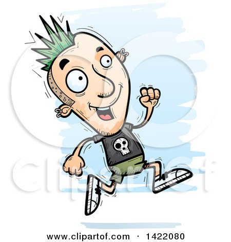 Clipart of a Cartoon Doodled Punk Dude Running - Royalty Free Vector Illustration by Cory Thoman