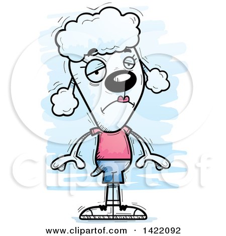 Clipart of a Cartoon Doodled Depressed Female Poodle - Royalty Free Vector Illustration by Cory Thoman