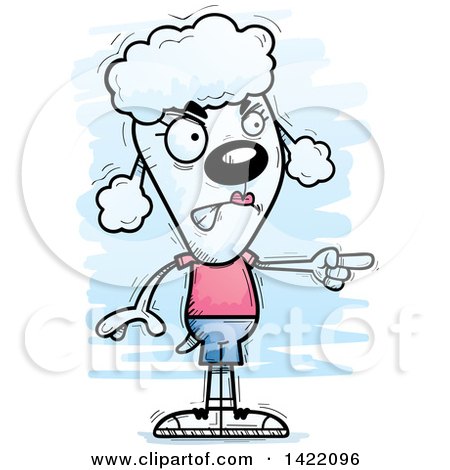 Clipart of a Cartoon Doodled Female Poodle Angrily Pointing the Finger - Royalty Free Vector Illustration by Cory Thoman