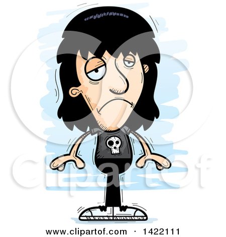 Clipart of a Cartoon Doodled Depressed Metal Head Guy - Royalty Free Vector Illustration by Cory Thoman