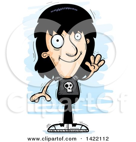 Clipart of a Cartoon Doodled Metal Head Guy Waving - Royalty Free Vector Illustration by Cory Thoman