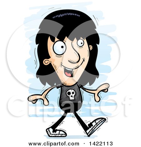Clipart of a Cartoon Doodled Metal Head Guy Walking - Royalty Free Vector Illustration by Cory Thoman