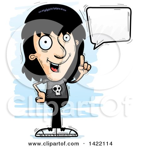 Clipart of a Cartoon Doodled Metal Head Guy Holding up a Finger and Talking - Royalty Free Vector Illustration by Cory Thoman