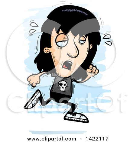 Clipart of a Cartoon Doodled Exhausted Metal Head Guy Running - Royalty Free Vector Illustration by Cory Thoman