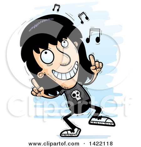 Clipart of a Cartoon Doodled Metal Head Guy Dancing to Music - Royalty Free Vector Illustration by Cory Thoman