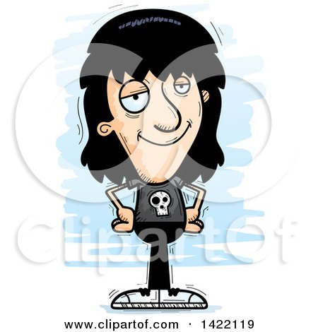 Clipart of a Cartoon Doodled Confident Metal Head Guy with Hands on His Hips - Royalty Free Vector Illustration by Cory Thoman