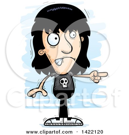 Clipart of a Cartoon Doodled Metal Head Guy Angrily Pointing the Finger - Royalty Free Vector Illustration by Cory Thoman