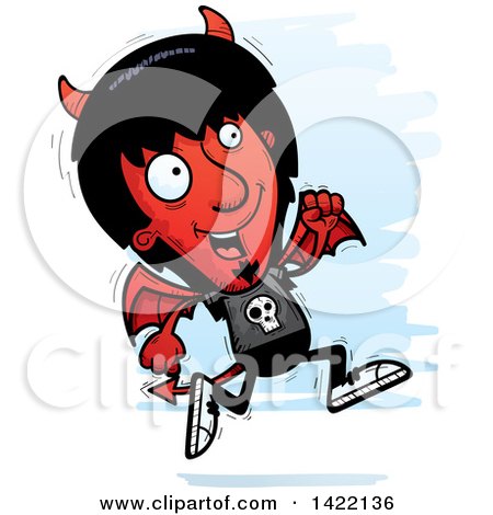 Clipart of a Cartoon Doodled Devil Running - Royalty Free Vector Illustration by Cory Thoman