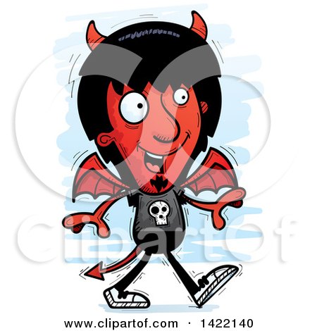 Clipart of a Cartoon Doodled Devil Walking - Royalty Free Vector Illustration by Cory Thoman