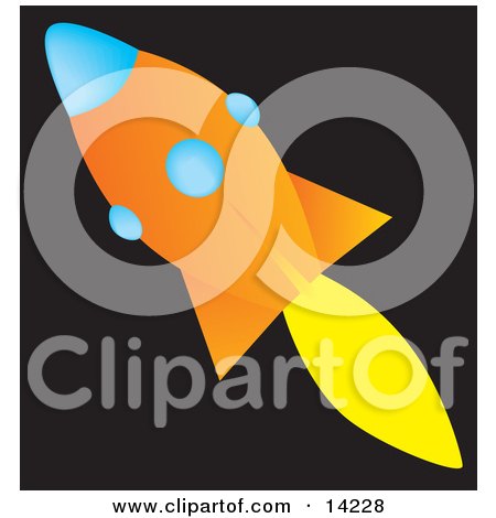Orange and Blue Rocket Shooting Off Into Space Clipart Illustration by Rasmussen Images