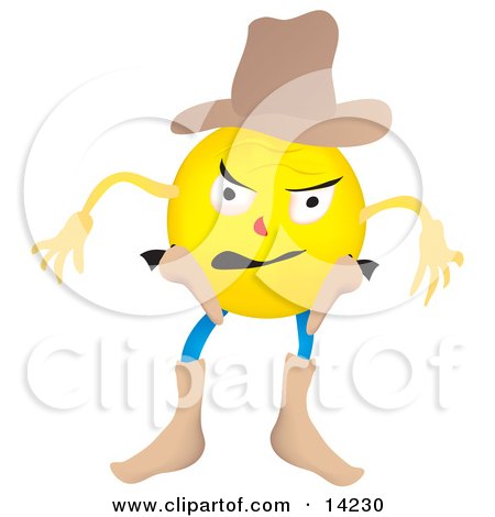 Western Cowboy Smiley Preparing to Draw His Pistils Clipart Illustration by Rasmussen Images