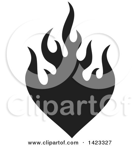 Clipart of a Black Fire Flame Design Element - Royalty Free Vector Illustration by Any Vector
