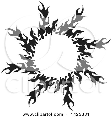 Clipart of a Round Black Fire Flame Design Element - Royalty Free Vector Illustration by Any Vector