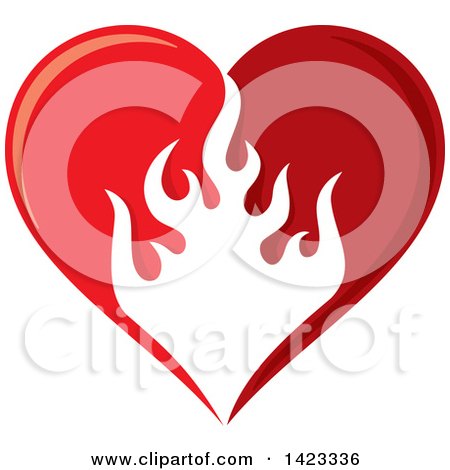Clipart of a Red Flame Love Heart Design Element - Royalty Free Vector Illustration by Any Vector