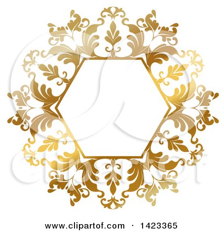 Clipart of a Gradient Ornate Fancy Golden Floral Frame Design Element - Royalty Free Vector Illustration by KJ Pargeter
