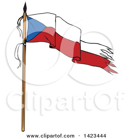 Clipart of a Cartoon Torn Czech Republic Flag - Royalty Free Vector Illustration by patrimonio