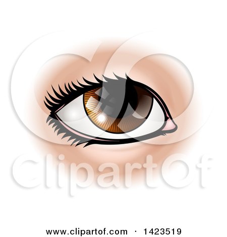 Clipart of a Cartoon Brown Human Eye - Royalty Free Vector Illustration by AtStockIllustration