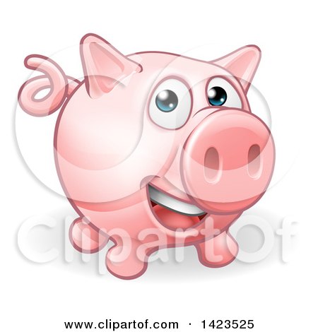 Clipart of a Cartoon Happy Pig - Royalty Free Vector Illustration by AtStockIllustration