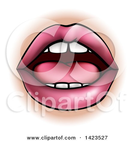 Clipart of a Cartoon Womans Mouth - Royalty Free Vector Illustration by AtStockIllustration