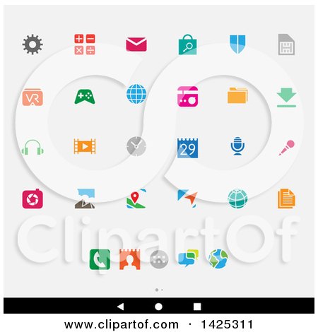 Clipart of a Set of Colorful Android App Icons, over Gray - Royalty Free Vector Illustration by cidepix