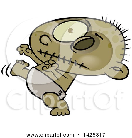 Clipart of a Cartoon Zombie Baby Walking - Royalty Free Vector Illustration by toonaday