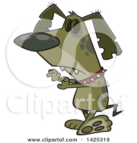Clipart of a Cartoon Zombie Dog Walking Upright - Royalty Free Vector Illustration by toonaday