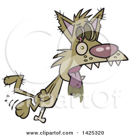 Clipart of a Cartoon Zombie Cat Drooling and Walking - Royalty Free Vector Illustration by toonaday